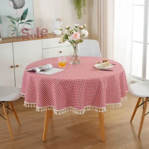 Cotton Linen Tasseled Tablecloth